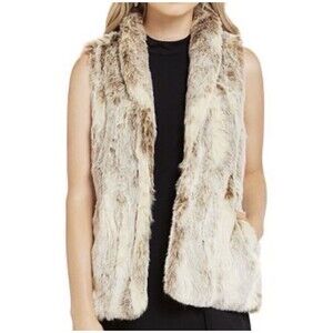 BCBGeneration Women’s Tan Combo Sleeveless Faux Fur Vest Jacket Size S